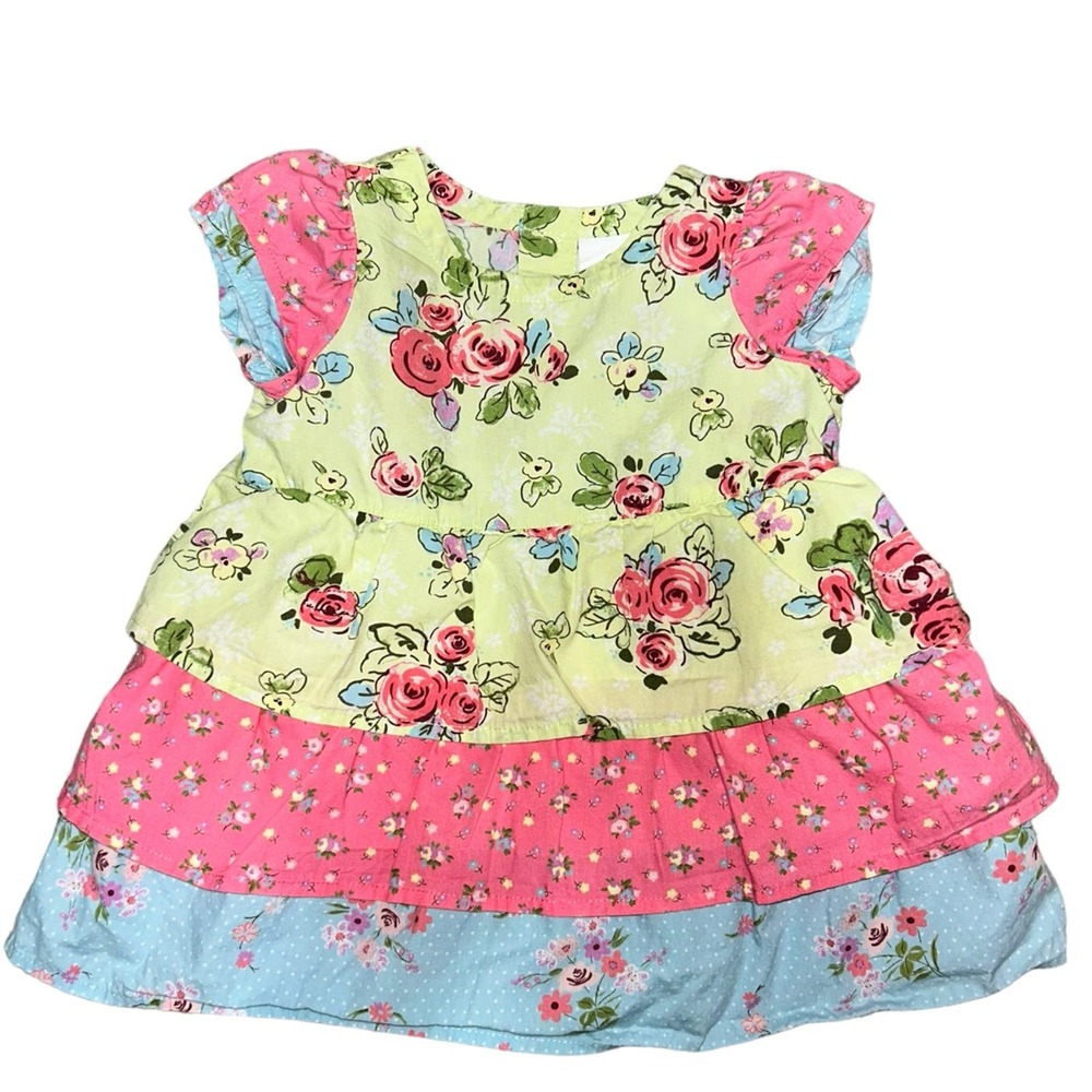 Hanna Andersson Yellow Pink Blue Floral Ruffle Dress